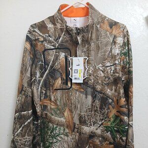 PUMA X Real Tree edge GOLF quarter zip deep forest camo shirt MEDIUM